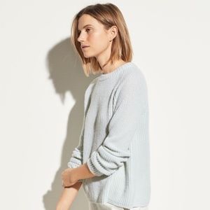 NWT Vince 100% Cashmere Shaker Rib Pullover Aloe Mint Blue Green XXS